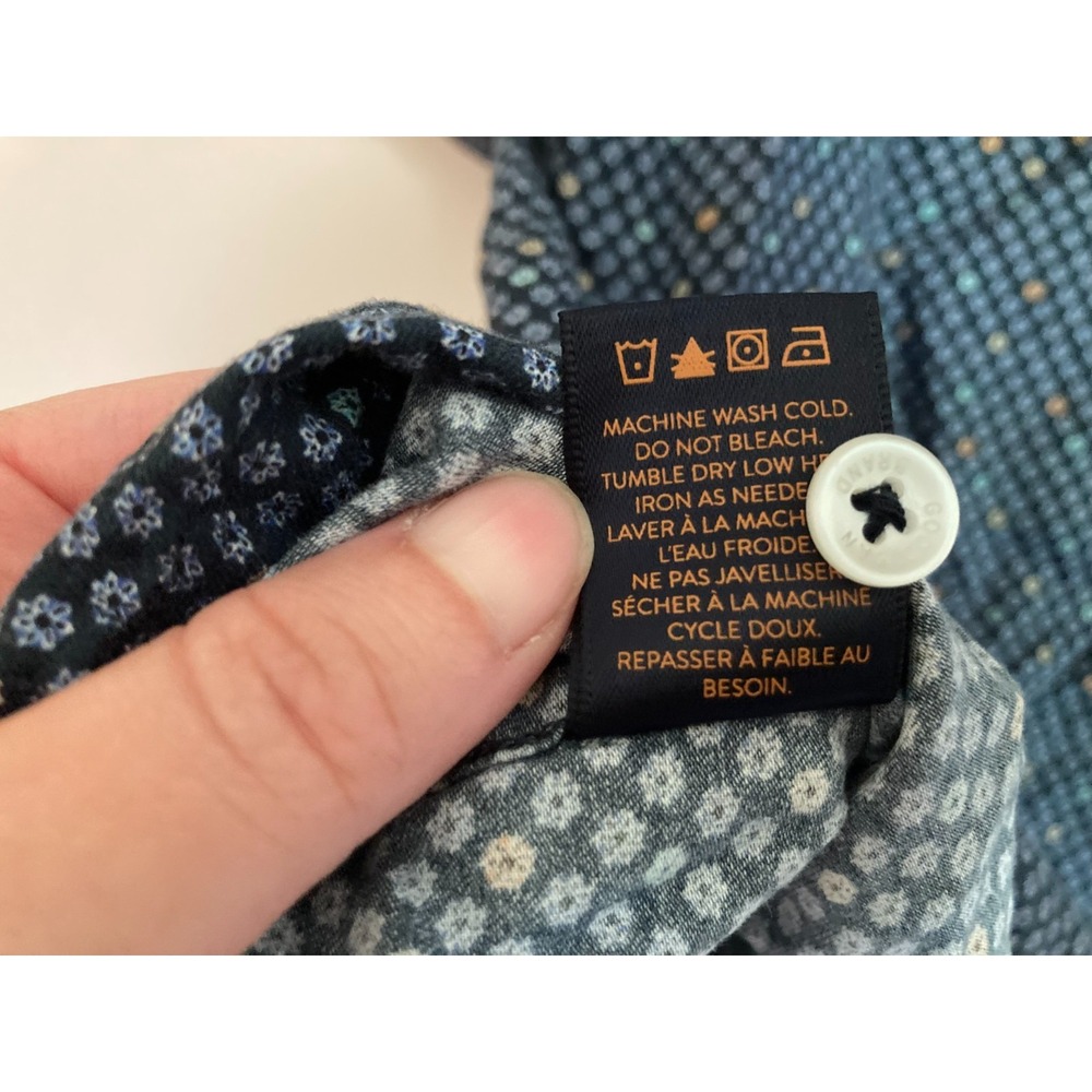 Good Man Brand Blue Button Up Shirt Size M Medium Men Short Sleeve Geometric - Picture 9 of 9